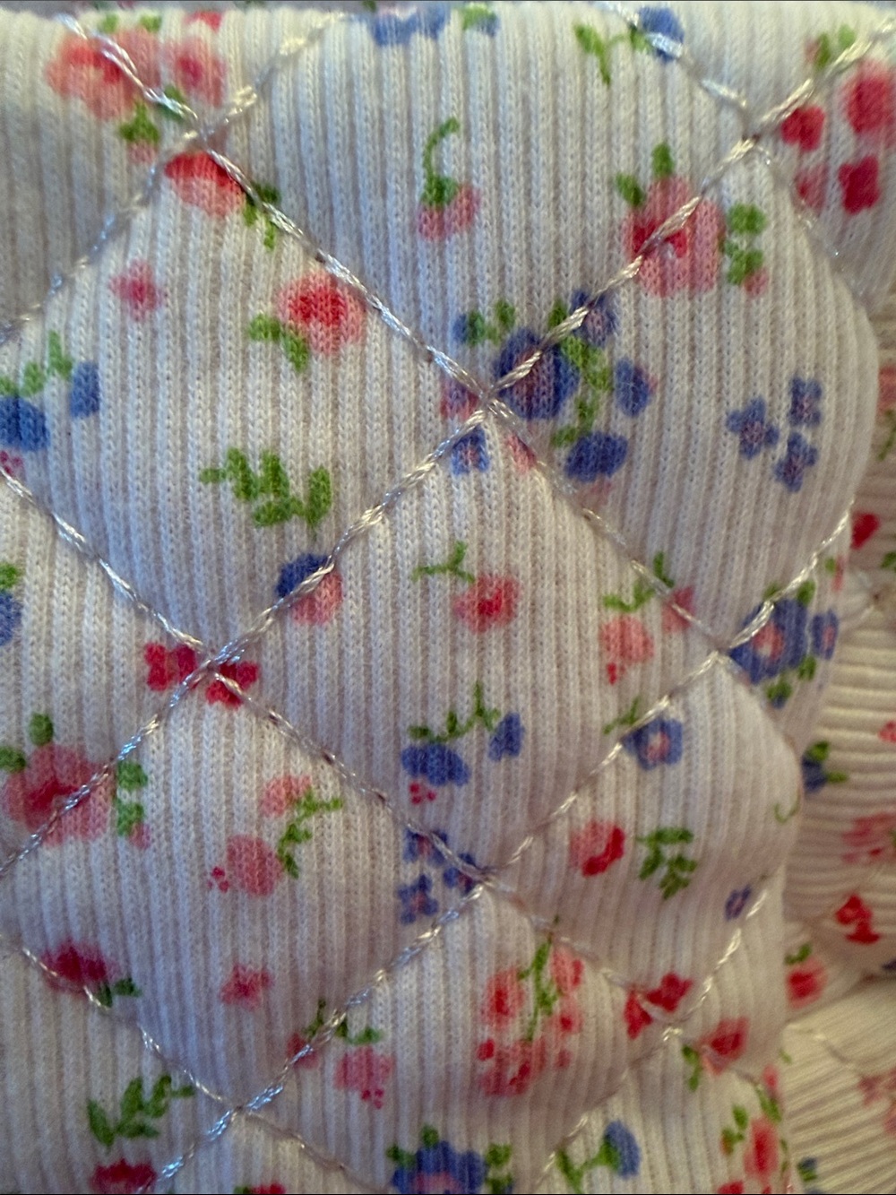 NEW Moon nude Quilted Floral Cosmetic Bag - Cream Floral/silky lining - Picture 6 of 6